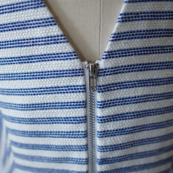 BCBGeneration Striped Fit Flare Dress Blue White 8 Preppy Casual Contemporary - Picture 7 of 12